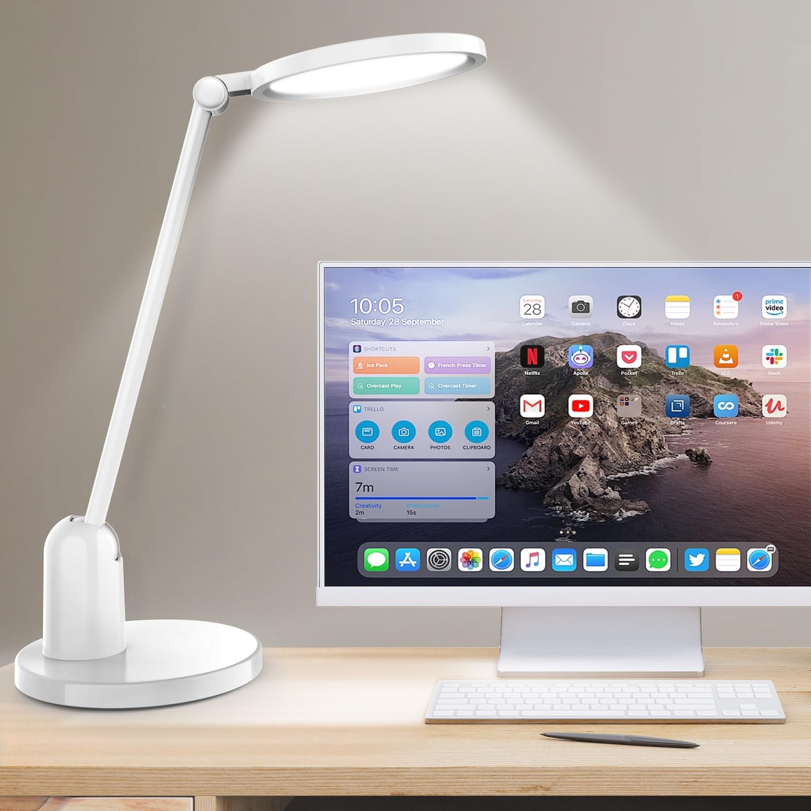 Kitloo Desk Lamps for Home Office with Stable 16 x 7 x 16.6 inches, White
