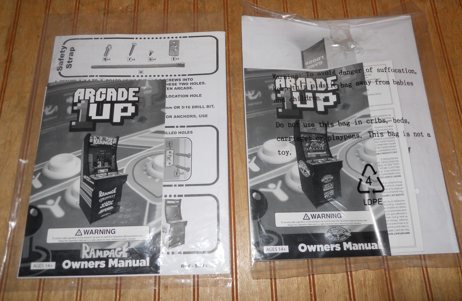 Arcade1up RAMPAGE & Street Fighter II Championship Ed Instruction/Owners Manuals