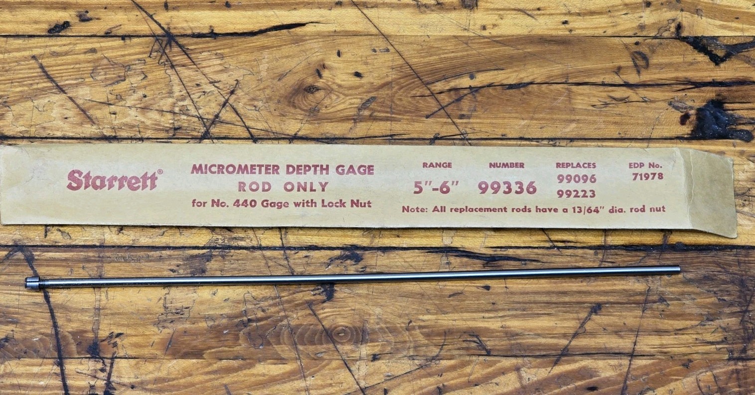 Starrett 99336 Depth Rod for 440 Series Depth Micrometer, 5-6" NEW