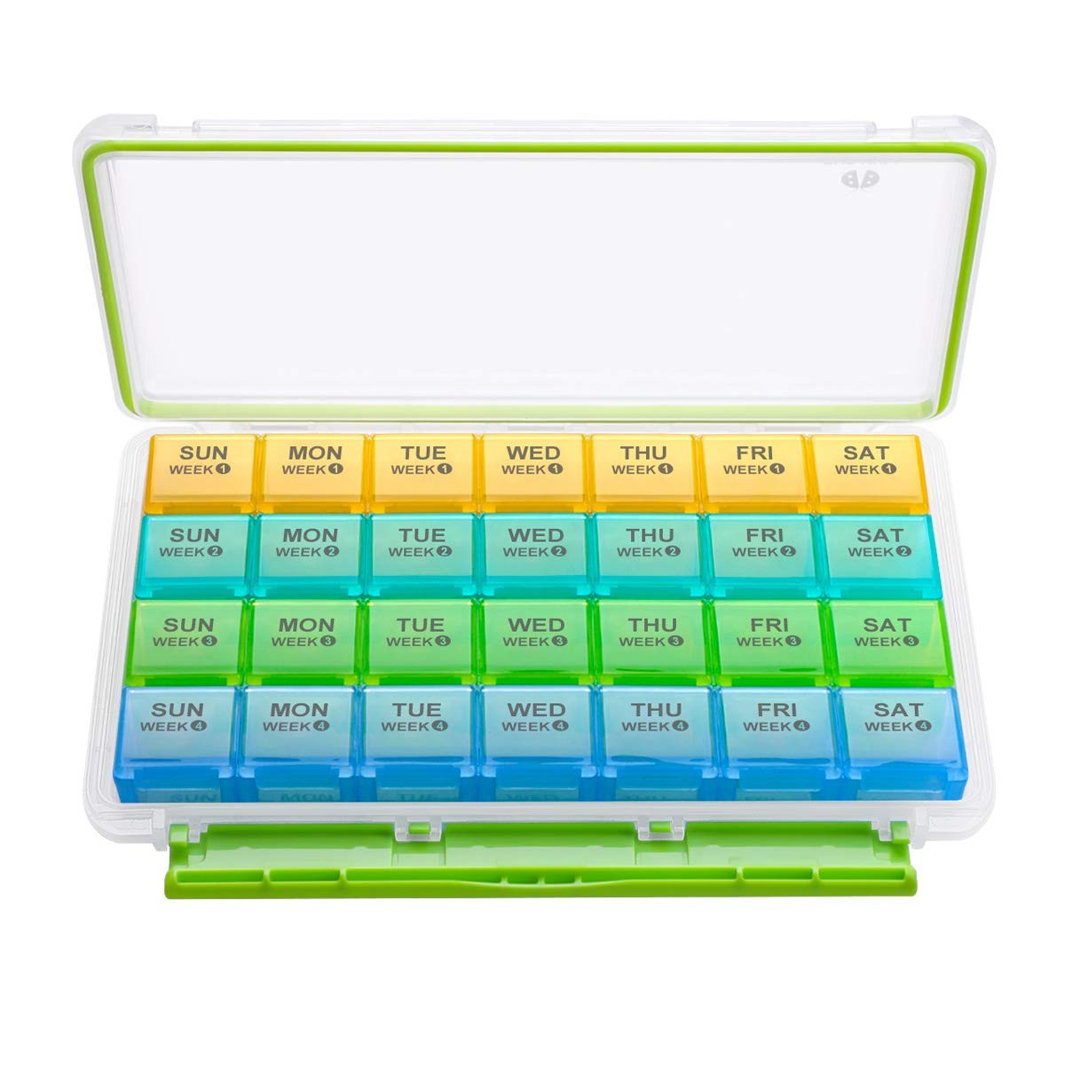 Monthly Pill Organizer, Moisture-Proof Large 28 Days Pill Box with Removable ...