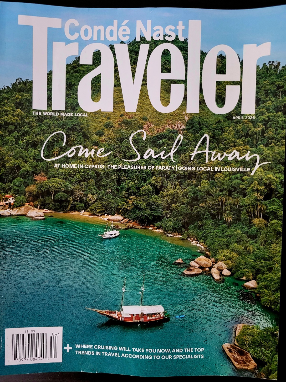 Conde Nast Traveler April 2026 Come Sail Away Cruises Cyprus Paraty Brazil