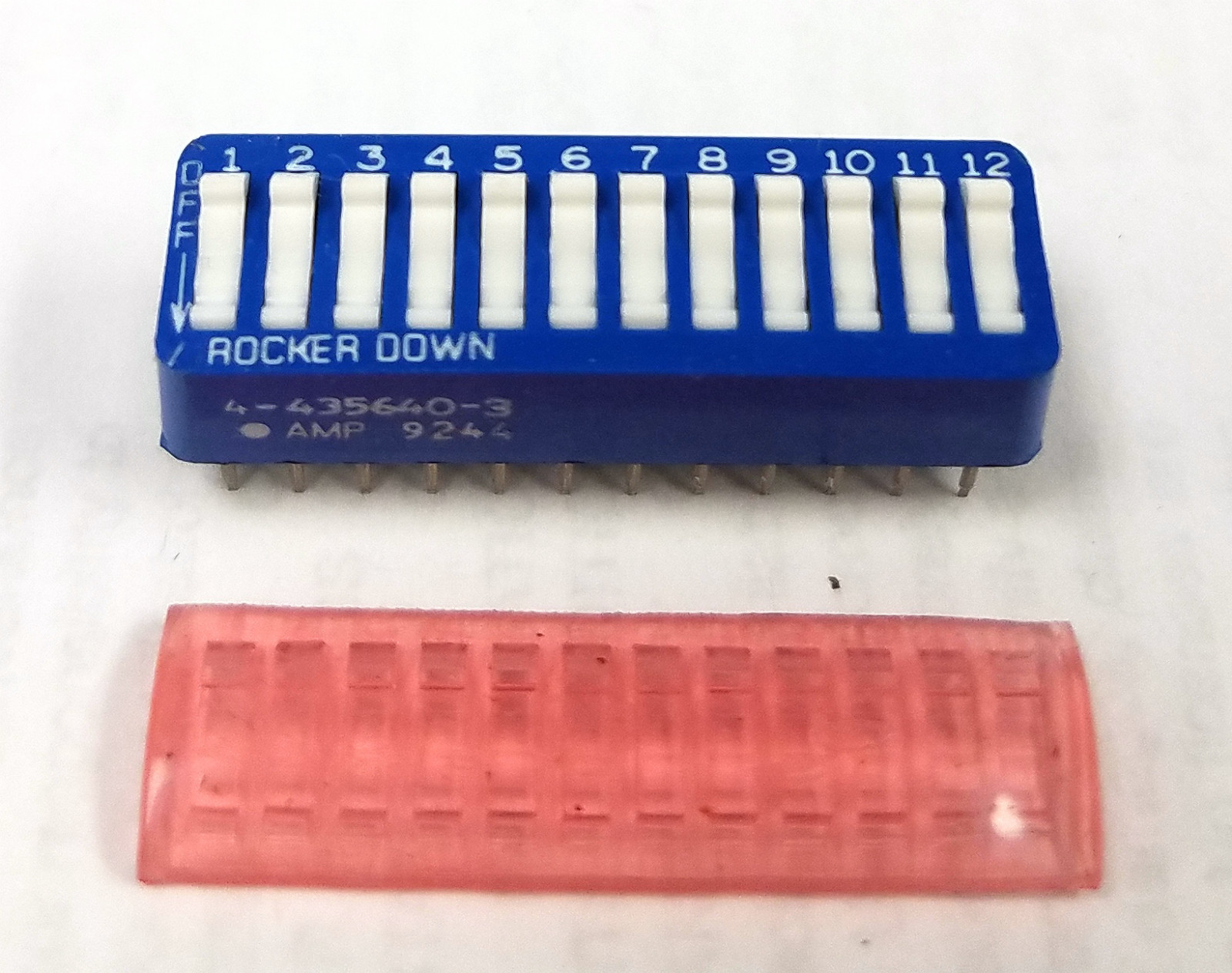 DIP Rocker Switches, 12 Pos, SPST, AMP 4-435640-3, Sealed, New Old Stock, 9 Pcs