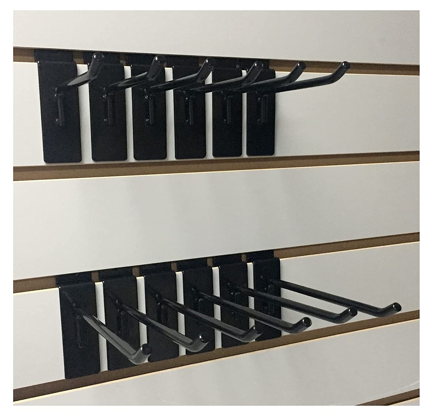 ExecuSystems Set of 12 (Six 4-Inch and Six 6-Inch) Slatwall Hooks- Black