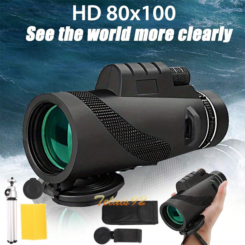Telescopio monocular BK4 con zoom HD de 80 x 100 y visión diurna y nocturna