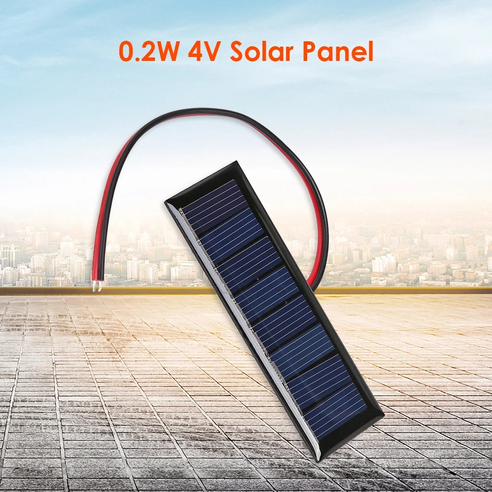 4V 0.2W Solar Panel Outdoor Waterproof 2-Wire 8 Solar Cells Home Light Multipopu