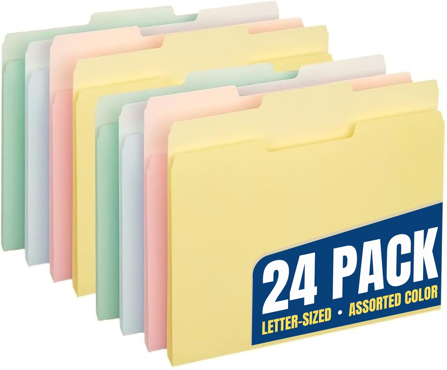 1InTheOffice Colored File Folders Letter Size, Top-Tab File Folders, 3 Tab, 5...