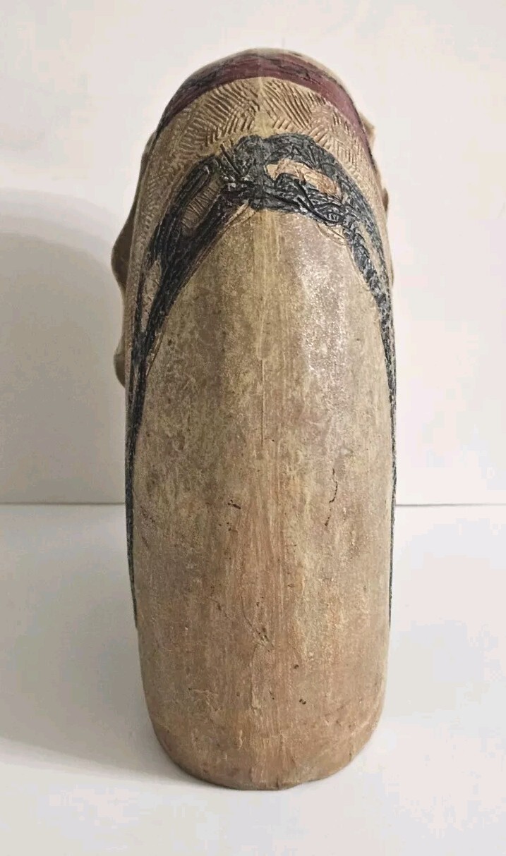 African Handcrafted Wood Elephant Figurine With Tribal Patterns