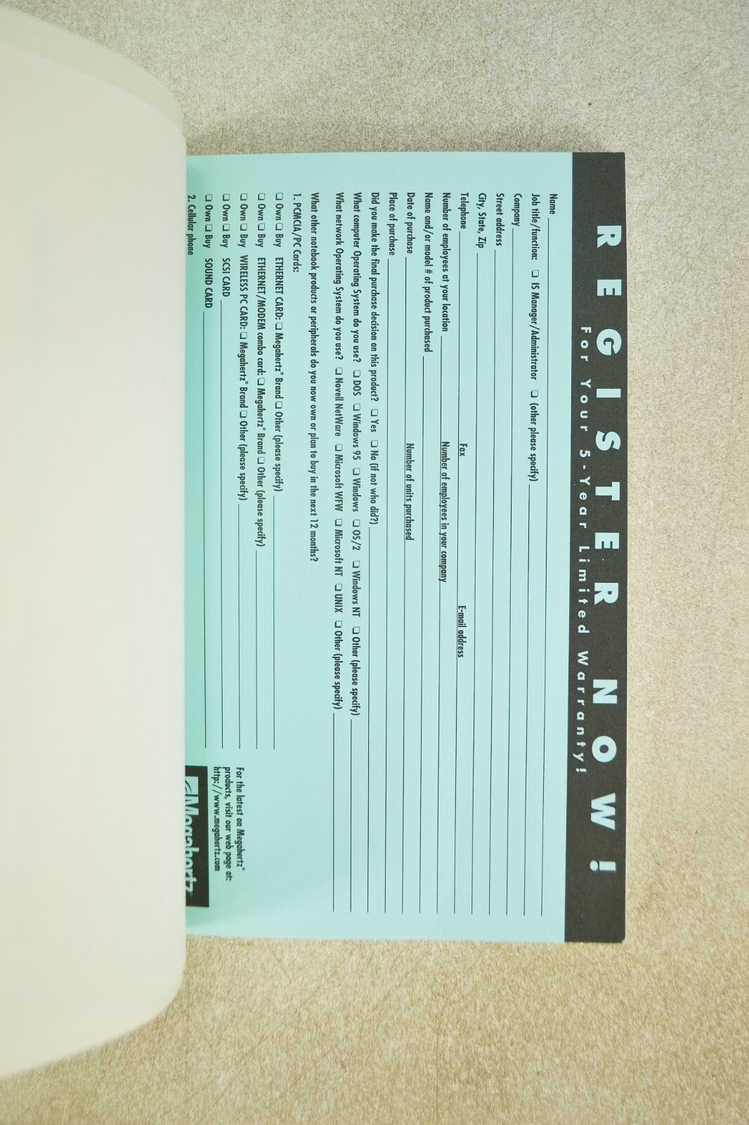PC Card Modem User Reference Guide Megahertz US Robotics 1996