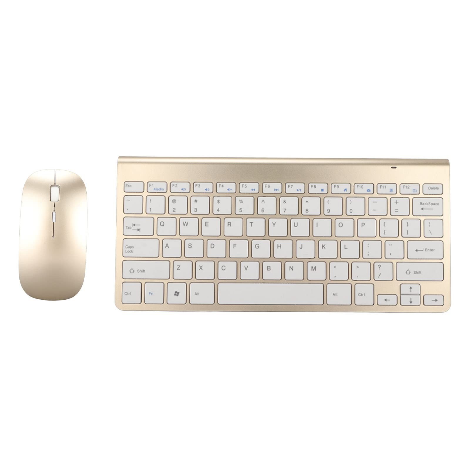 Keyboard Mouse Set 2.4G USB Thin Ergonomic Mute for Computer (Luxury Gold Col...