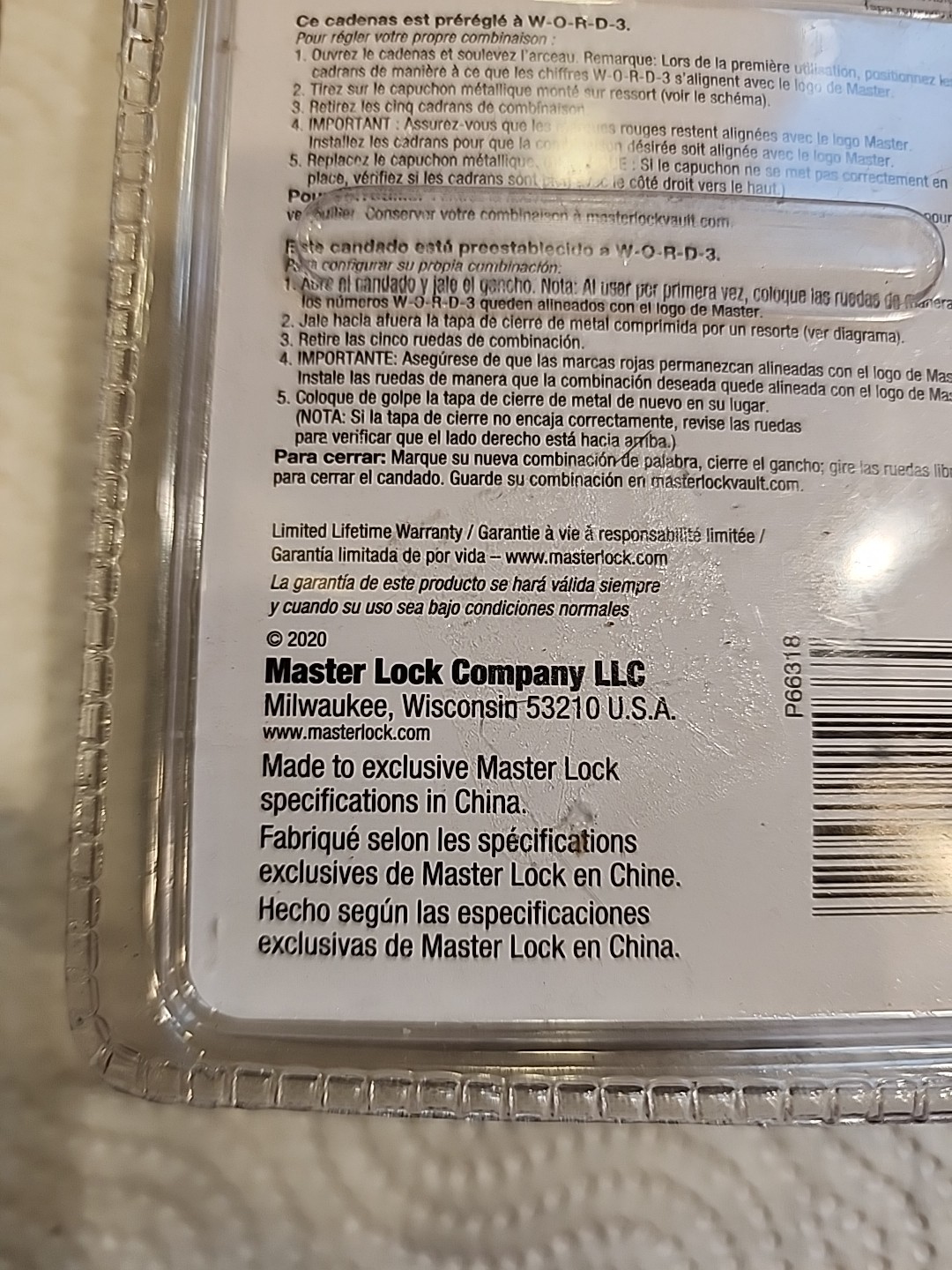 NICE! Master Lock 4 Digit Combination Padlock NIP