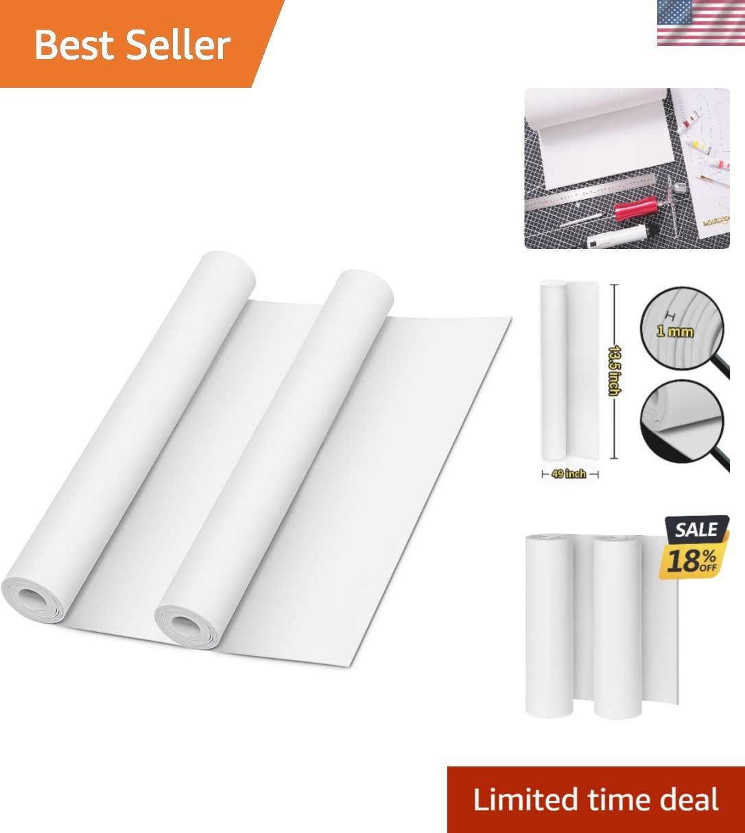2-Pack White EVA Foam Sheets for Cosplay, 1mm Thick, 13.9" x 39" -  Quality