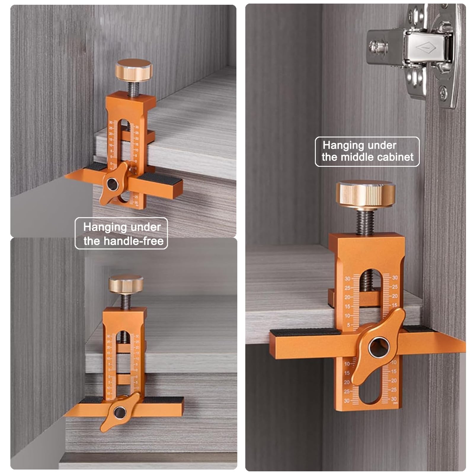 Cabinet Door Installation Jig 2in1 Mounting Tool 3 Drill Bits Orange