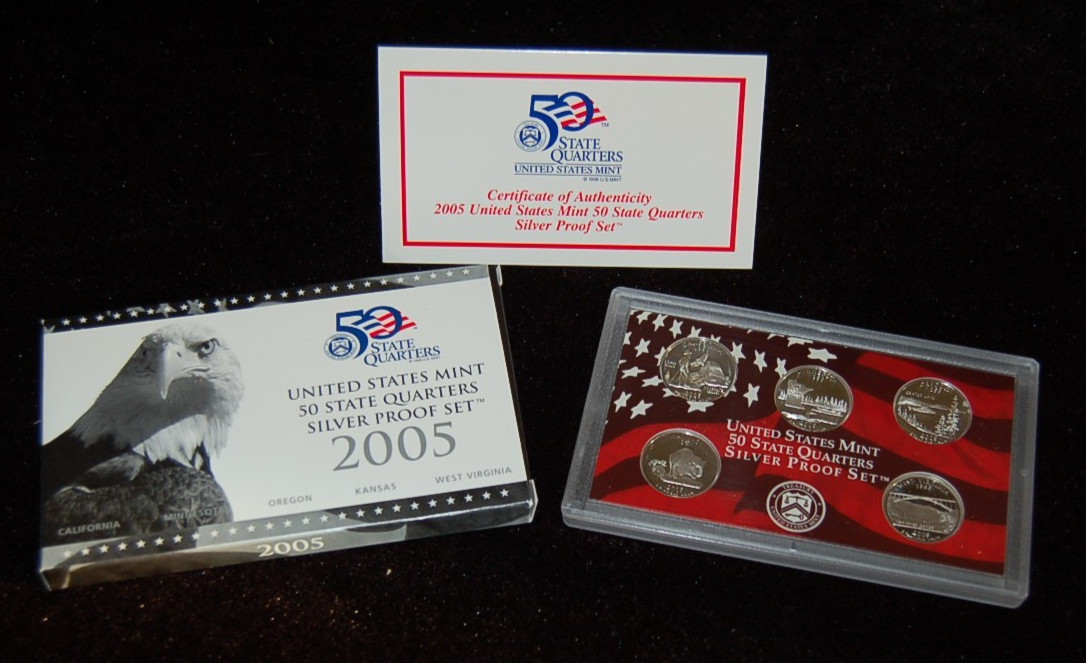 2005 S US Quarters Silver Proof Set w/COA and Box US Mint