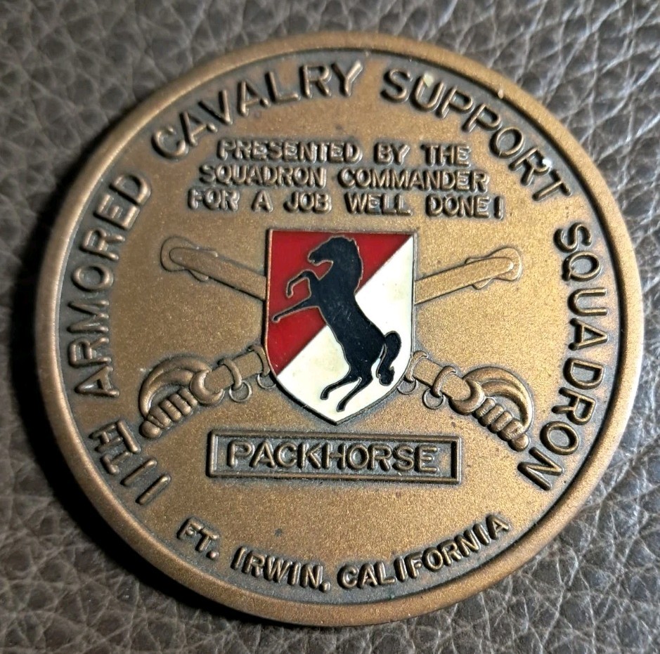 Auth US ARMY 11th Armored Cavalry Regiment Support Squadron Coin Medal Vietnam