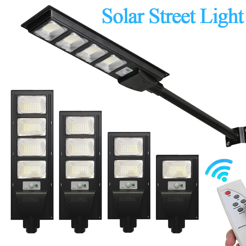 Outdoor Commercial LED Solar Street Light IP65 Dusk-to-Dawn Road Lamp w/ pole