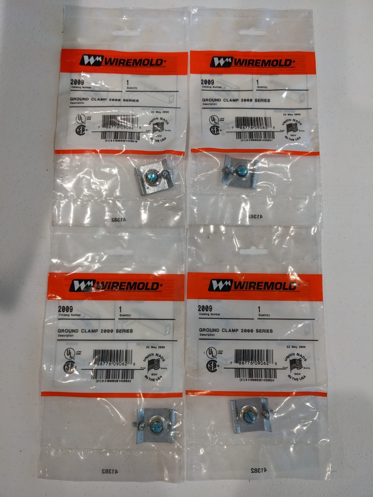 Wiremold 2009 Ground Clamp 2000 Series, New Old Stock, (Lot of 4).