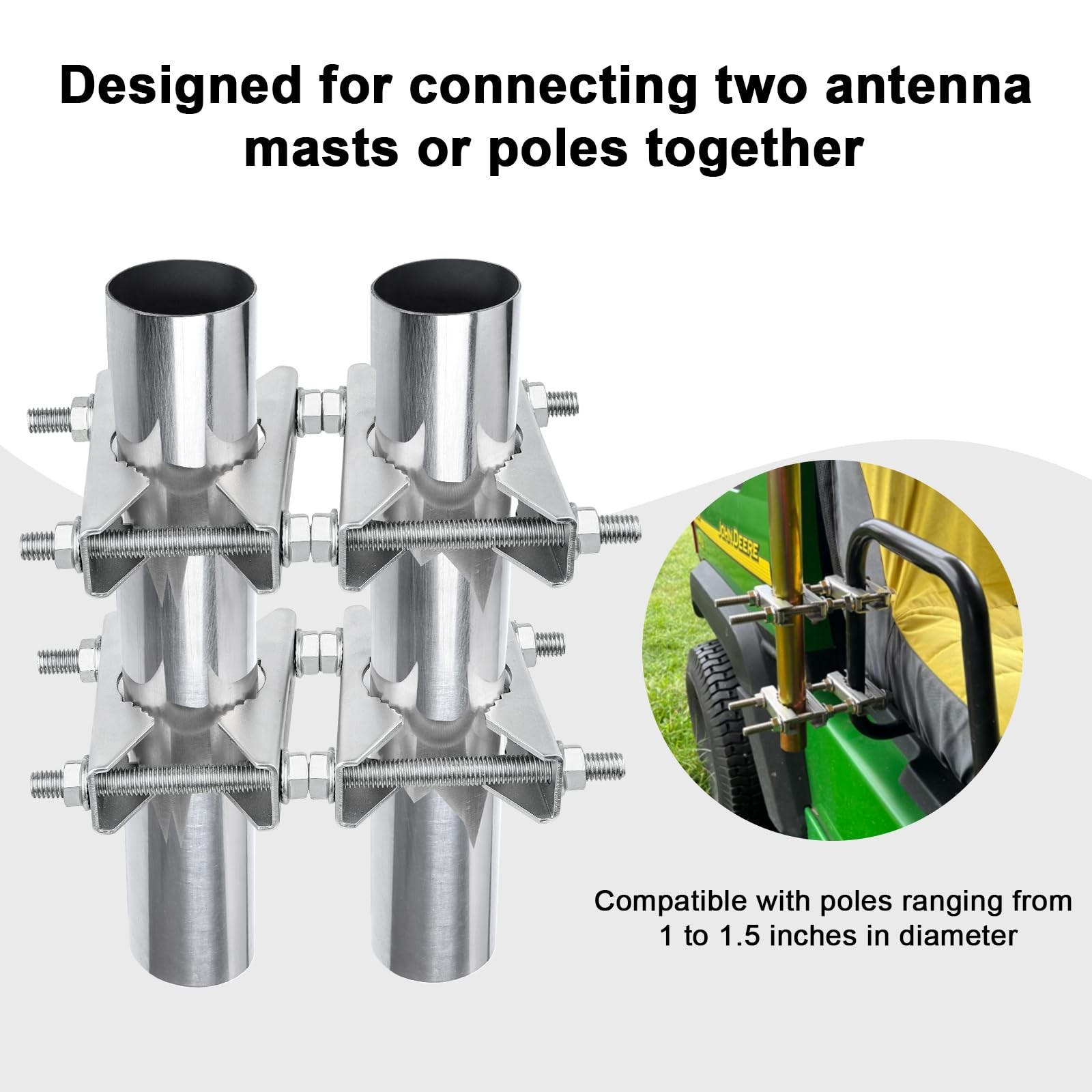 Double Antenna Mast Clamp 2 PCS Heavy Duty Galvanized Iron Pole Mount