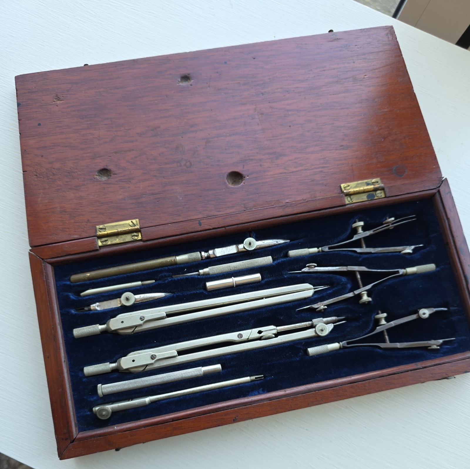 Antique Cartographer's Instrument Set Surveyor's Tool. Teak fitted box