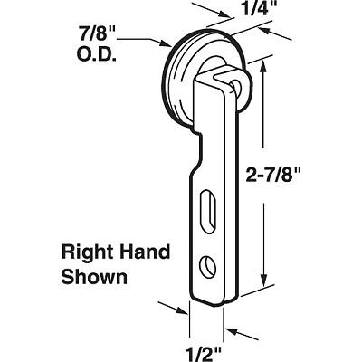 CRL N6519 7/8" Side Mount Nylon Wardrobe Door Roller