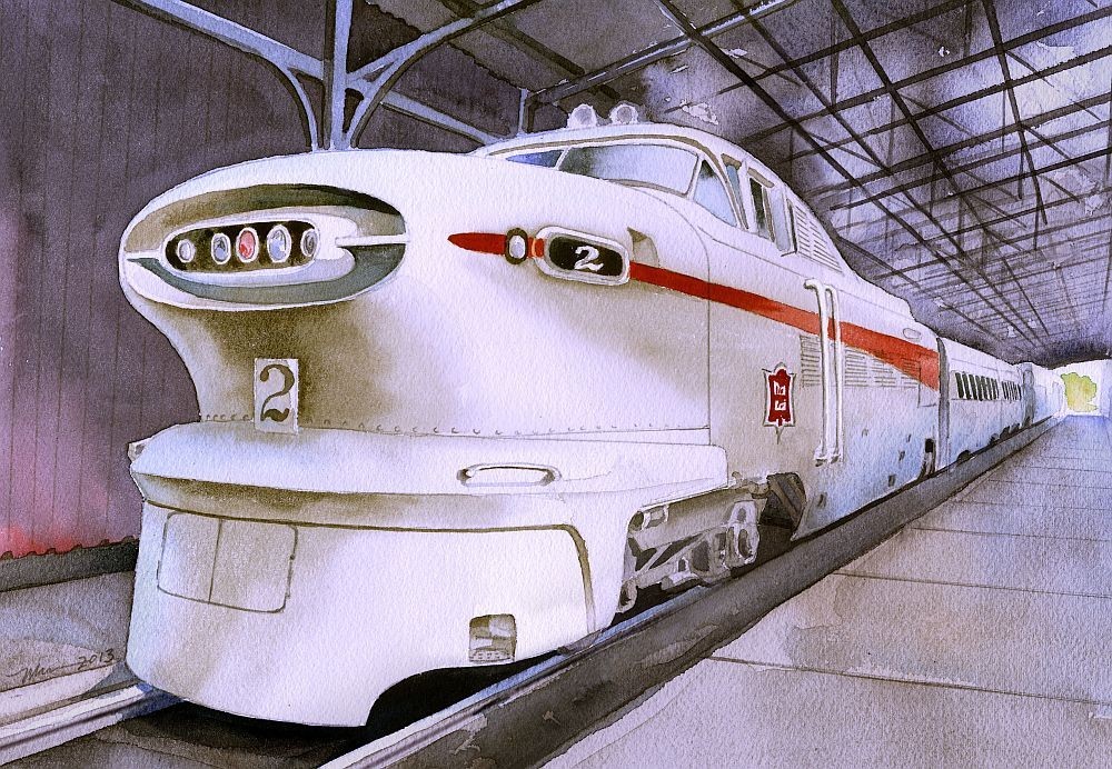 GM EMD Aerotrain 1950s Streamlined Train National Railroad Museum Art Notecards