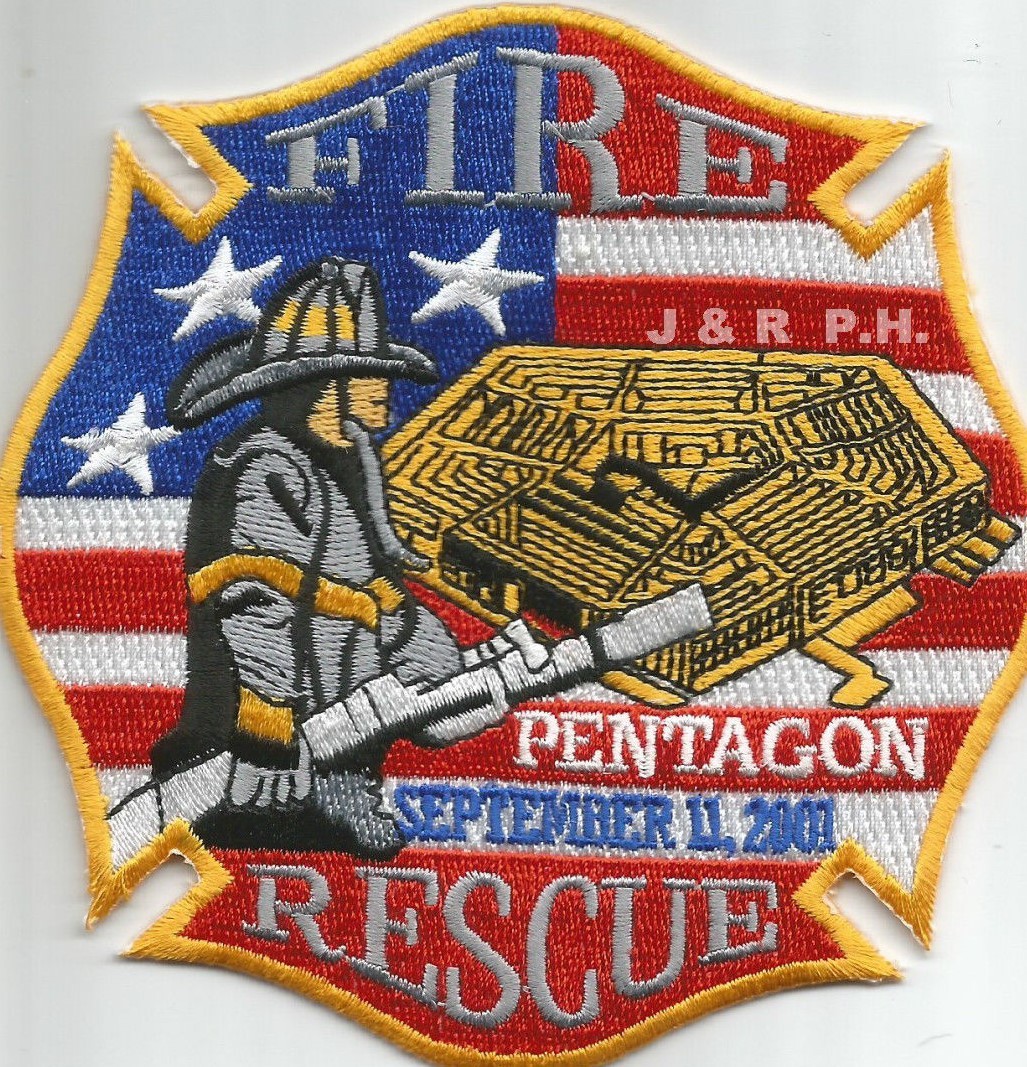 Tribute -  Pentagon  Fire - Rescue  9-11-01, D.C.  (4.25" x 4.25") fire patch