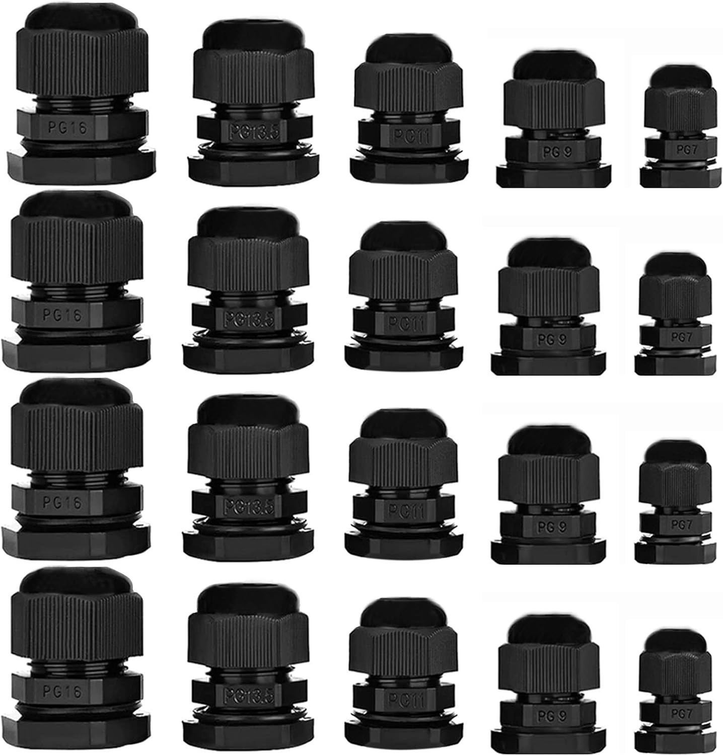 20pcs Cable Gland Waterproof Adjustable 3-13mm Cable Connectors PG7 PG9 PG11 PG1