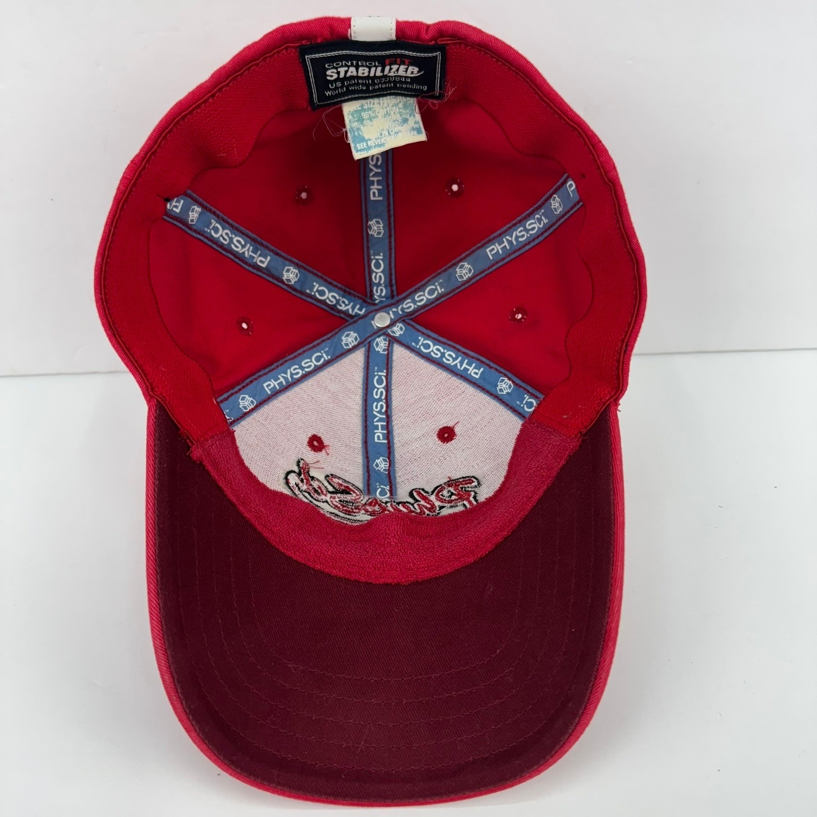 Phys Sci Red Baseball Cap Hat Embroidered Logo Adjustable Strapback