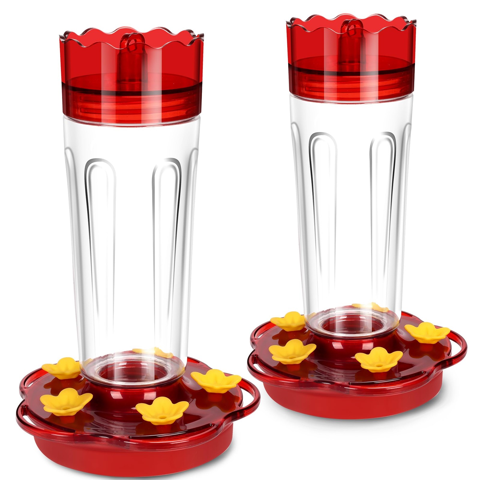 Plastic Hummingbird Feeders for Outdoors Hanging Ant and Bee Proof, 2 Clear
