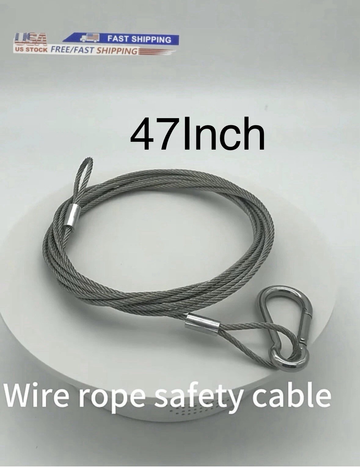 Stage Light  Safety Cables 47”, Stainless Steel Security Cable.Multi Use/1Pcs