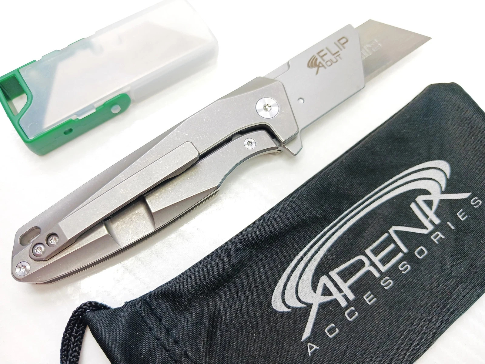 Titanium Replaceable Razor Utility Blade Pocket Knife FrameLock Ball Bearing EDC