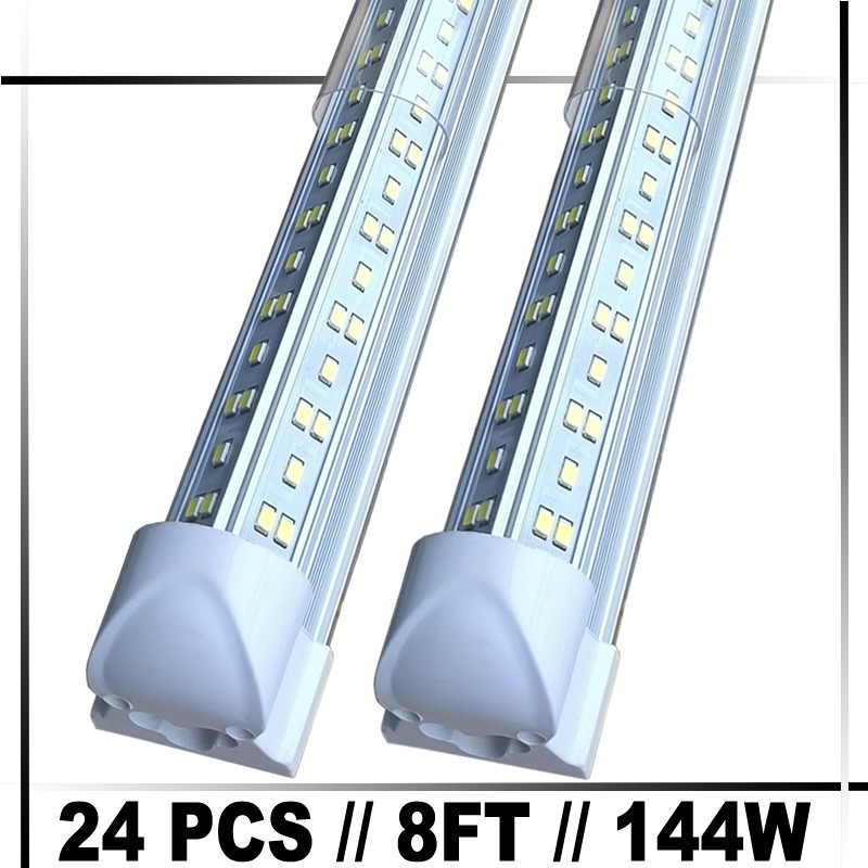 24PACK T8 8FT LED Shop Light Bulb 144 LED Tube Light Fixture 6500K LED Bulbs