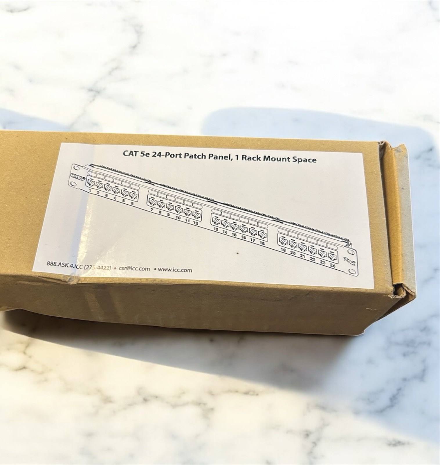 New in box~~ICC ICMPP0245E Patch Panel Cat 5e 24port 1 Rms   1 Rack Mount Space