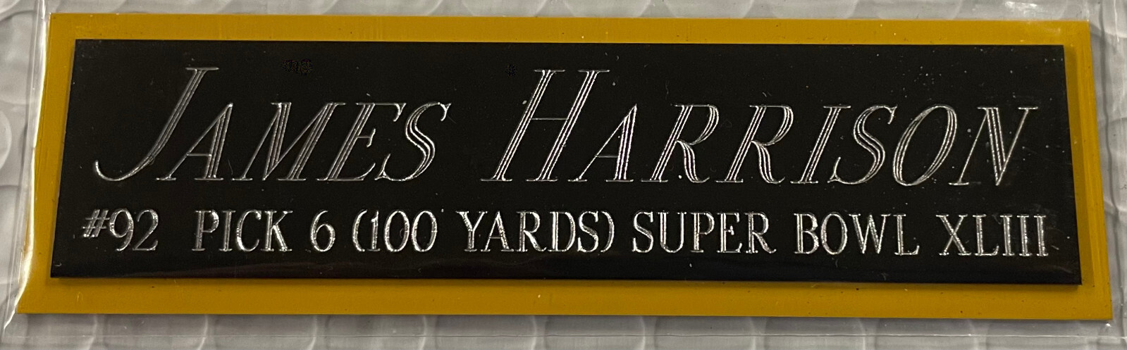 JAMES HARRISON STEELERS NAMEPLATE AUTOGRAPH SIGNED FOOTBALL-HELMET-JERSEY-PHOTO