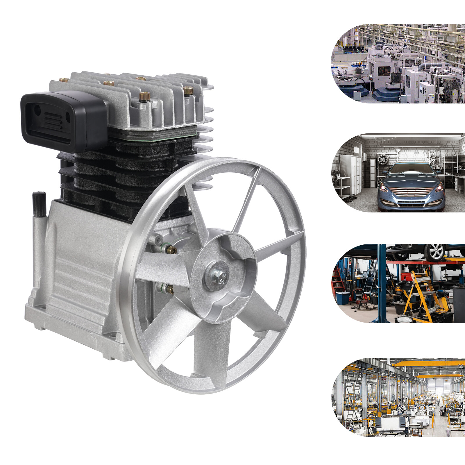 Piston 3HP 250L/min Single Stage Twin Cylinder Air Compressor Pump Head