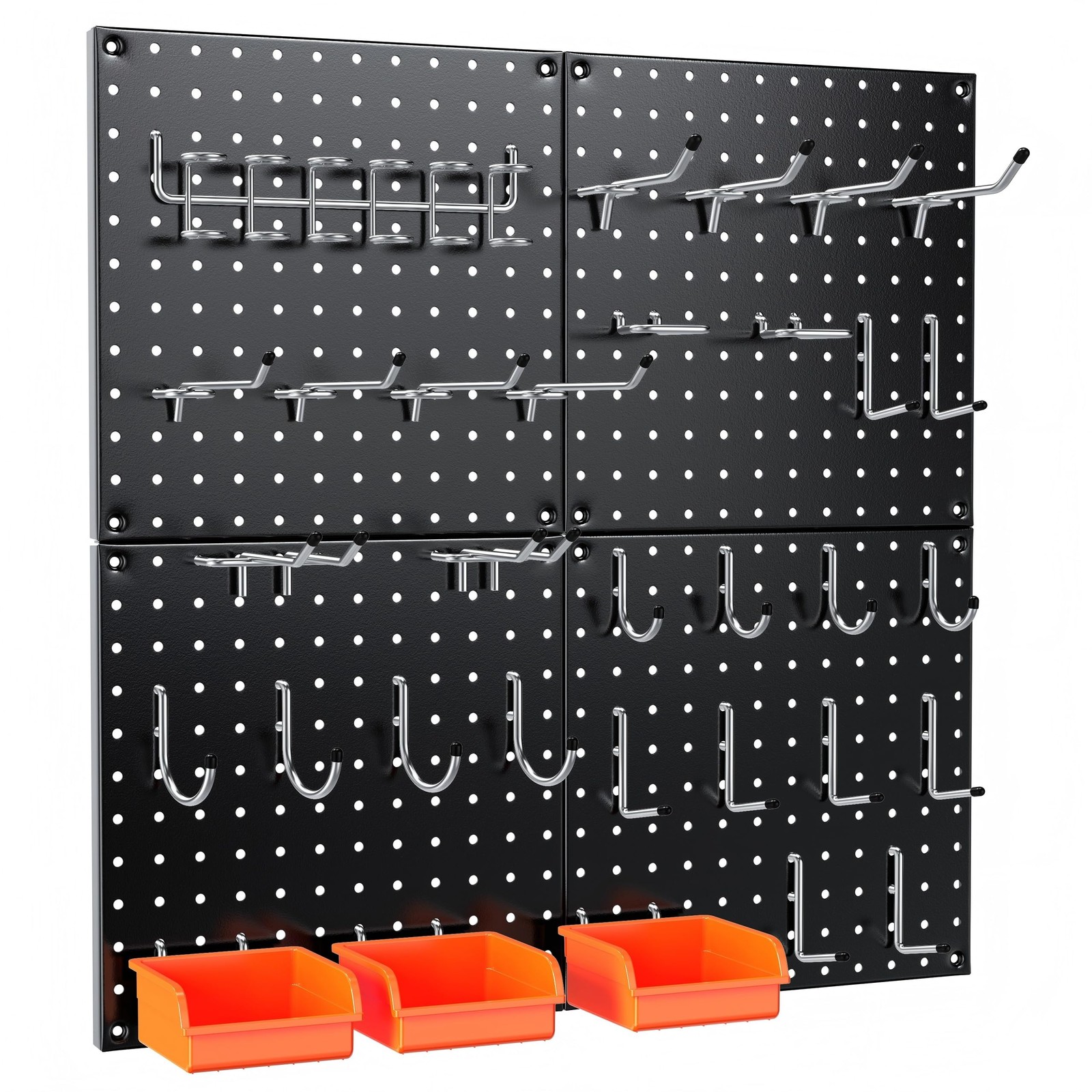68 PCS Heavy Duty Metal Pegboard 4 PCS Panels 50lbs Wall Organizer 24x24 Inch