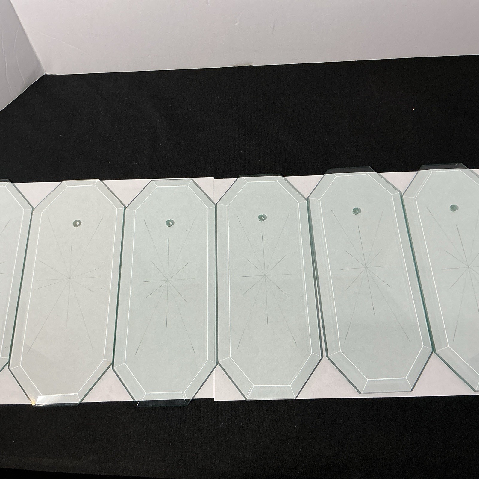 LOT OF 6 OCTAGON CHANDELIER  8 SIDED BEVELED  GLASS PANELS 12PT STAR