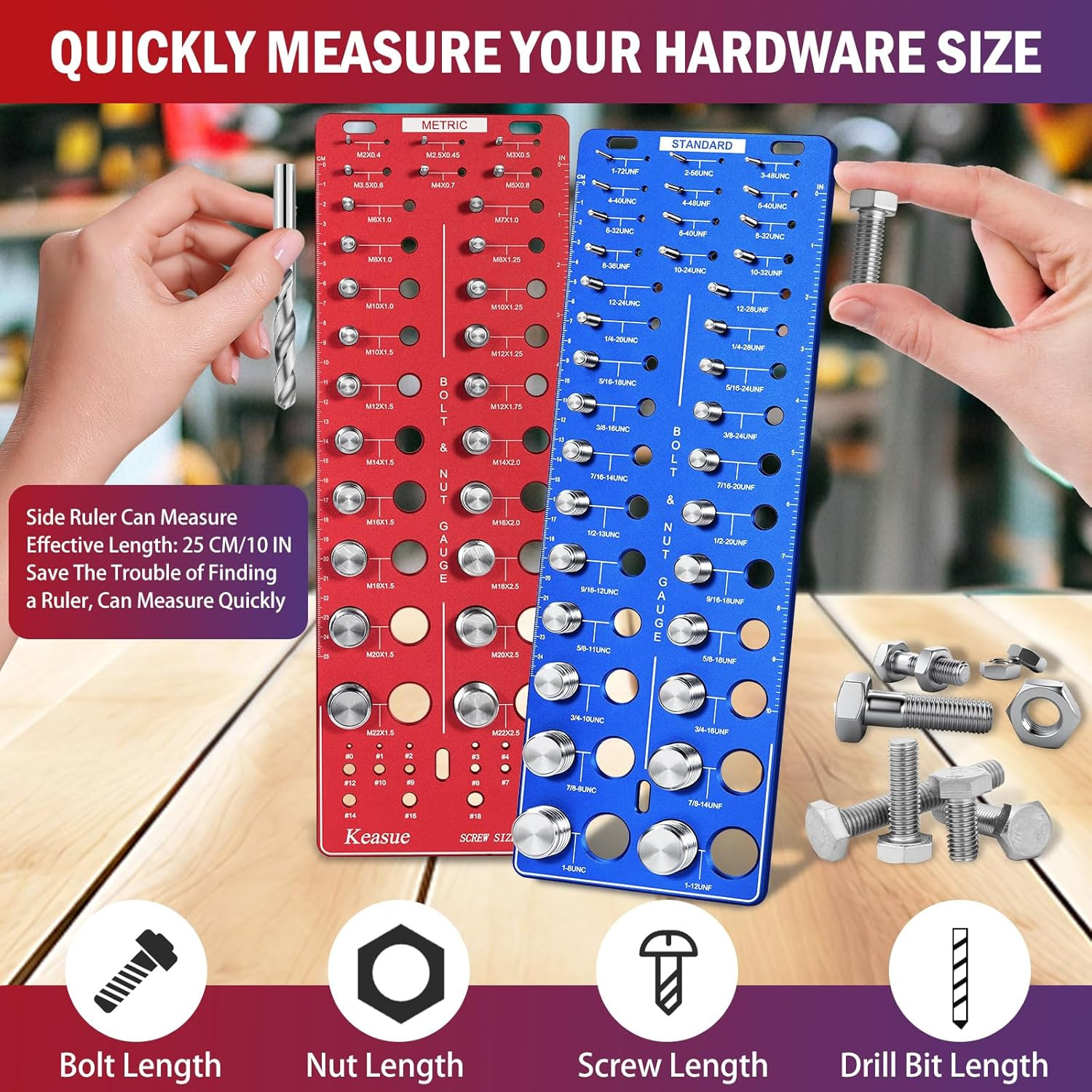 76Pcs Thread Checker, Upgrade Nut and Bolt Thread Checker 34 Standard and 26 Met