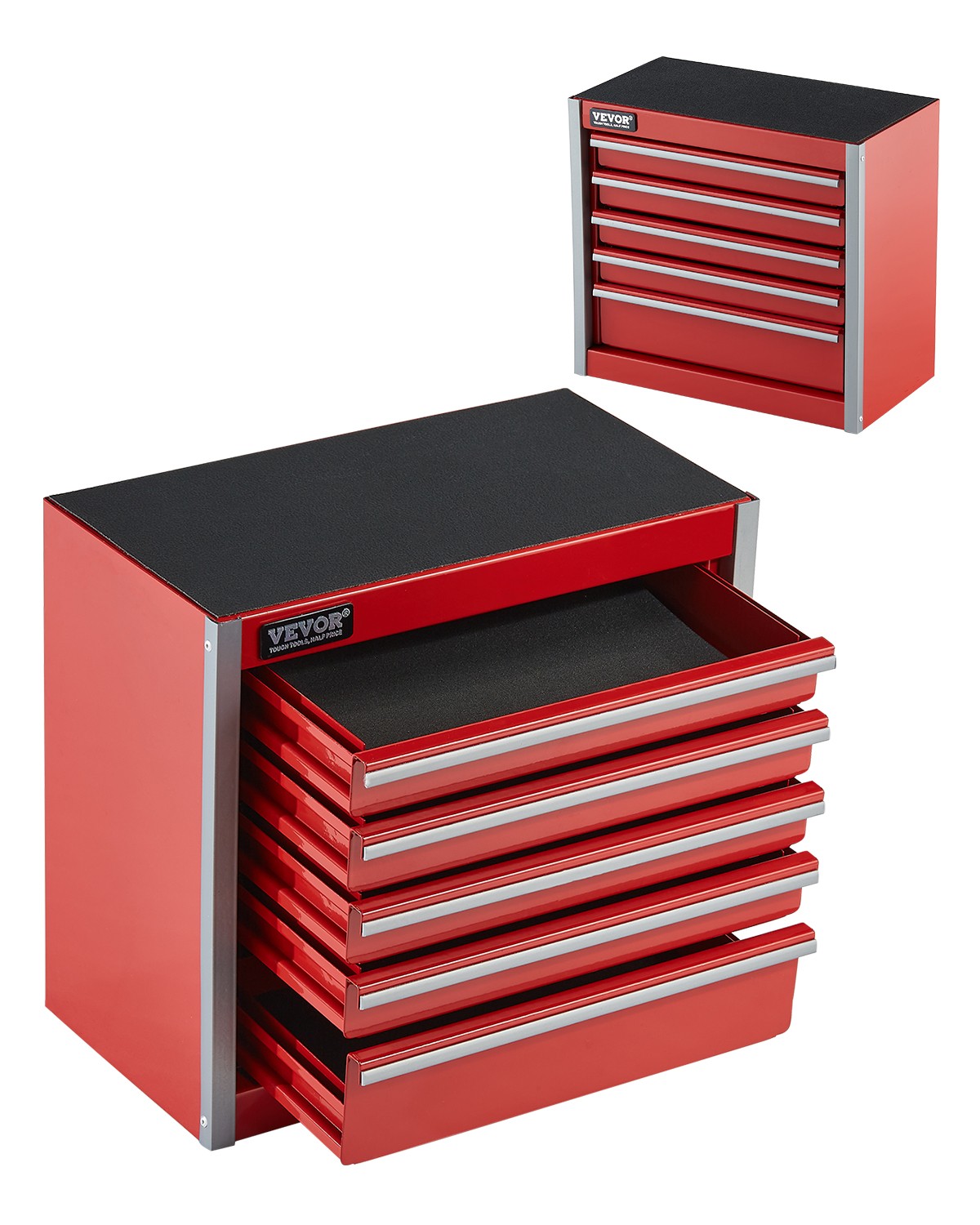 VEVOR Tool Box 8.6" Portable Metal Tool Box with 5 Drawers Tool Organizer Red