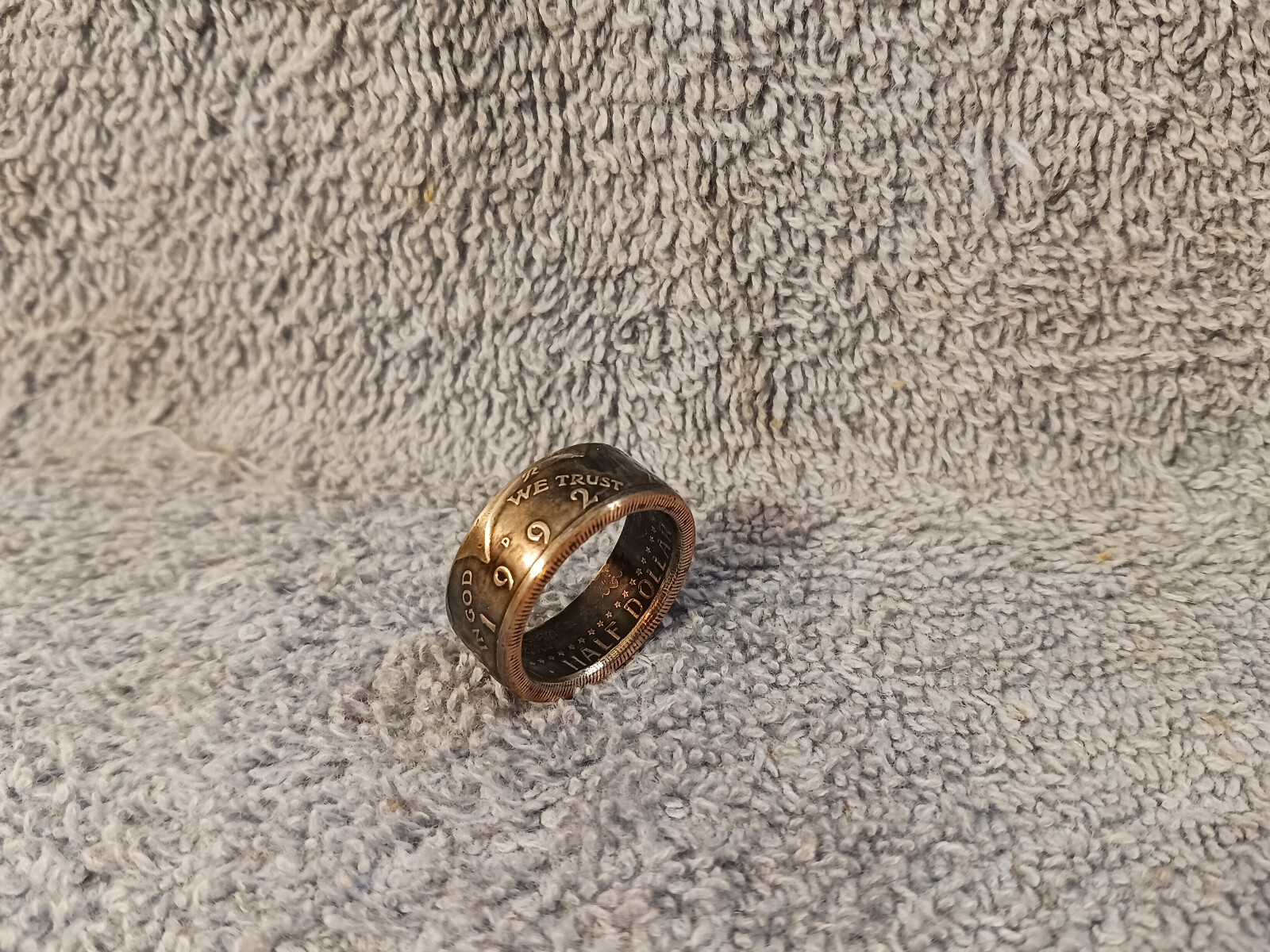 1992 Kennedy Half Dollars  size 9   coin ring  Handmade mixed metals