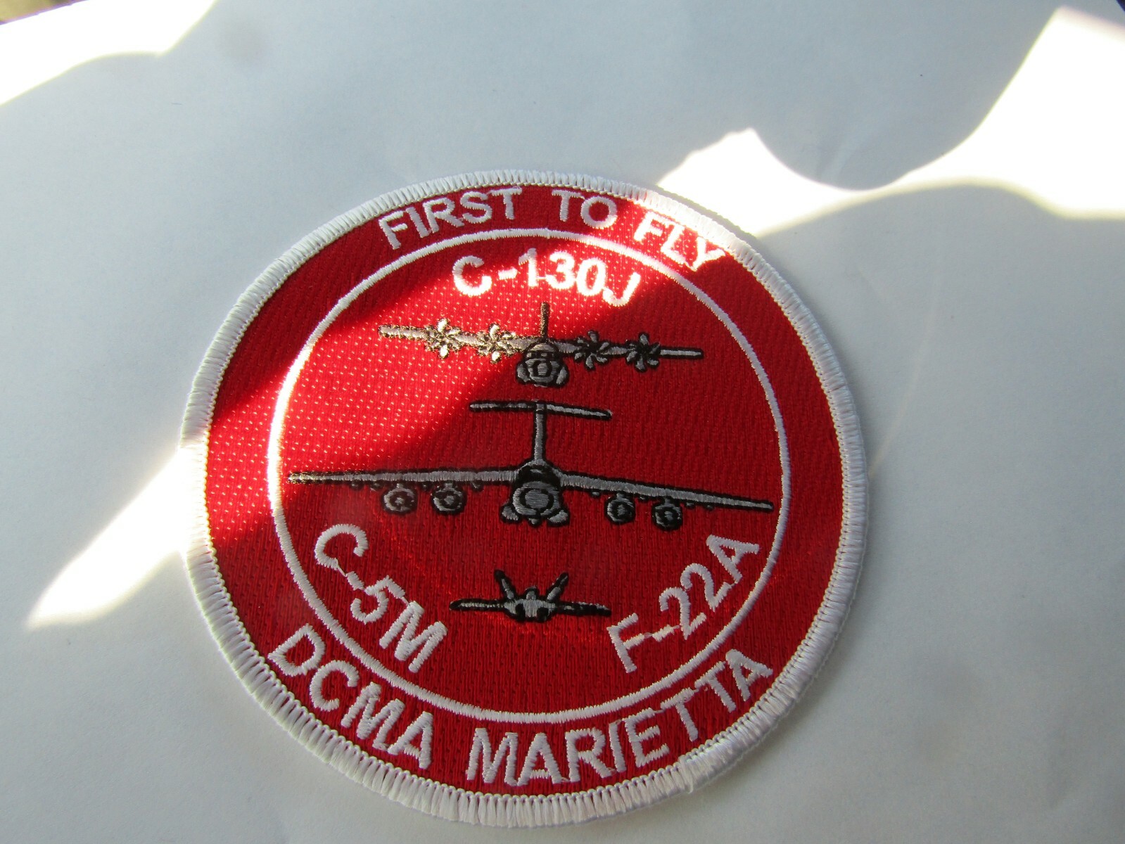 MILITARY PATCH SEW ON DCMA MARIETTA C-130J C-5M F-22A FIRST TO FLY