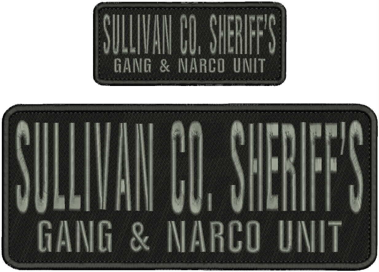 Sullivan co sheriff's gang narco unit embroidery patch 4X10 and 2x5 hook grey