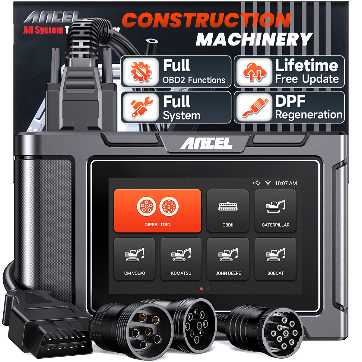 ANCEL HD3600 Heavy Duty Truck Diagnostic Scanner for John Deere Komatsu Volvo