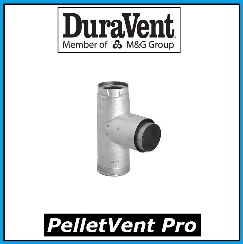 DURAVENT PELLETVENT PRO Pipe 3" Adapter Tee with Clean-Out Cap #3PVP-TAD NEW!