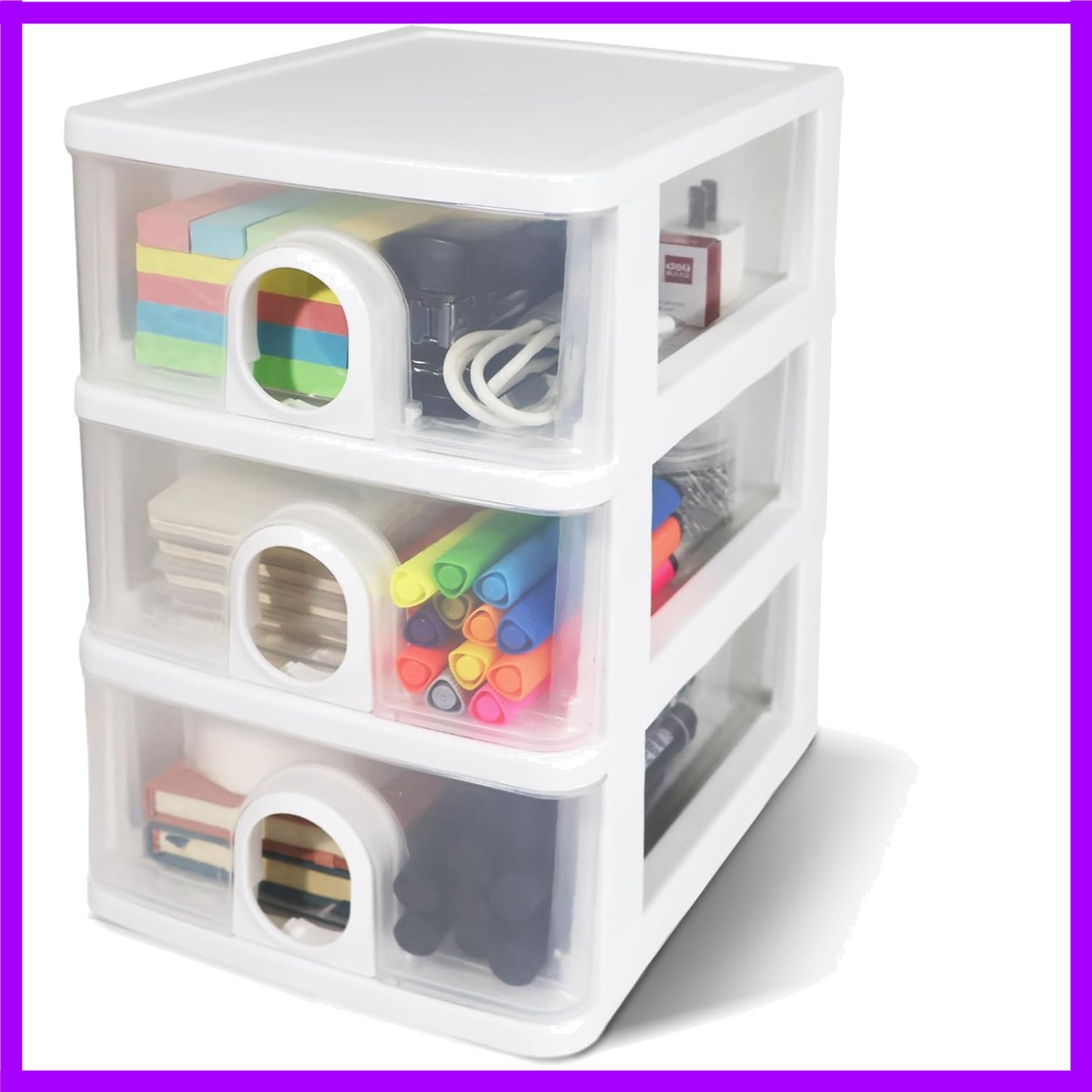 3-Drawer Clear Plastic Desk Organizer for Stylish and Efficient Desktop Storage
