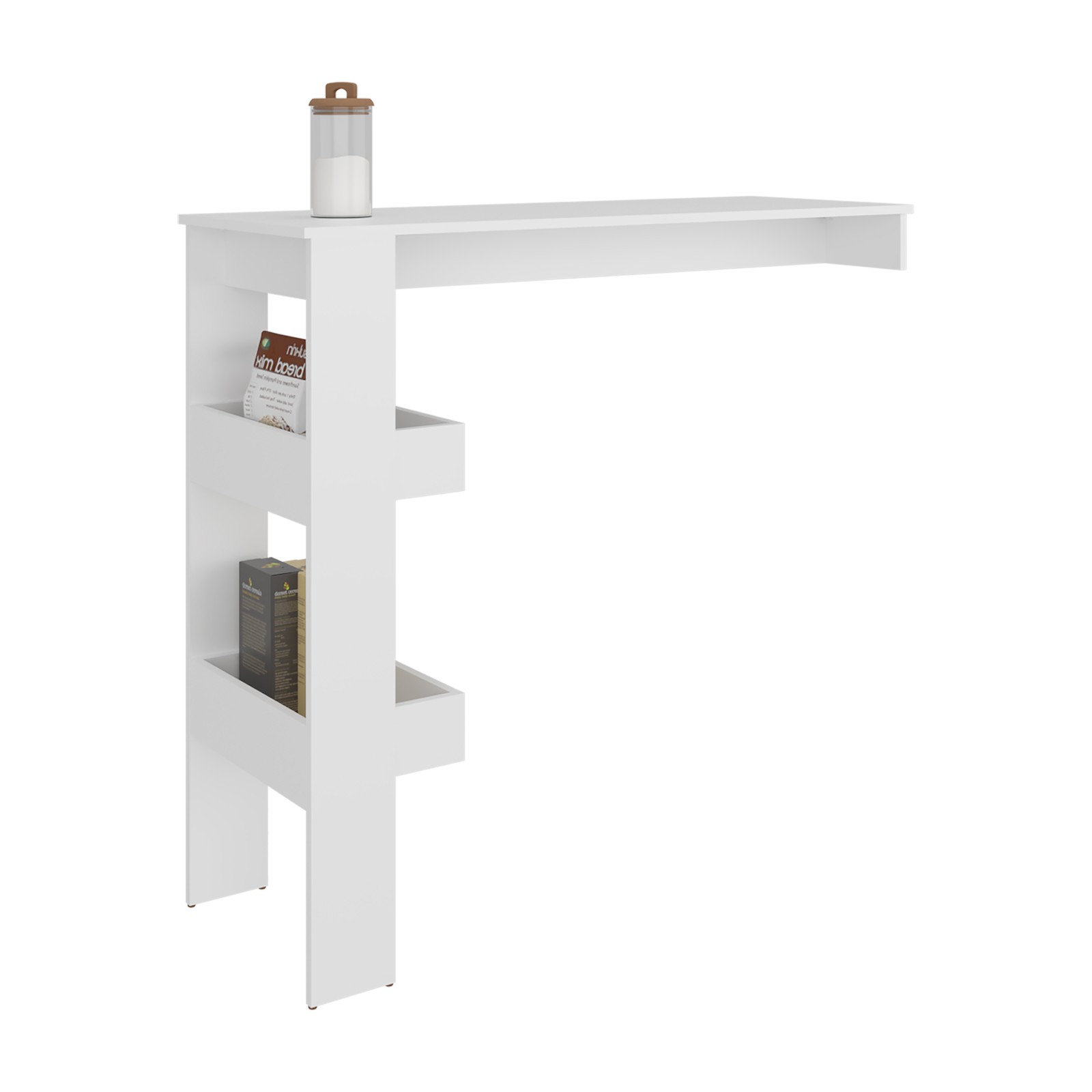 Bar Table 43.1" H, 3 Shelves, White - Kitchen