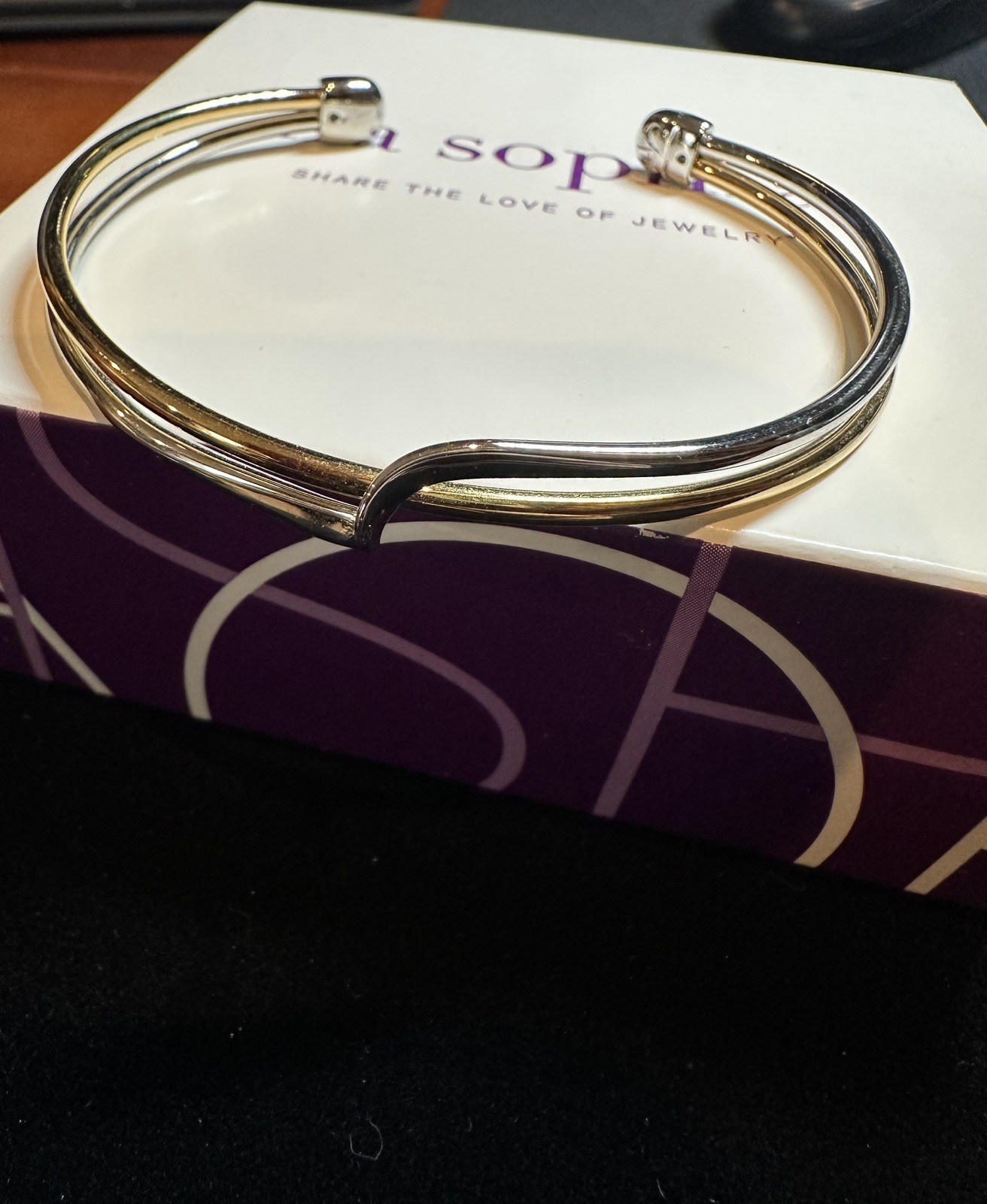 Lia Sophia Gold and Silver Swirl “Embrace” bangle bracelet - NWT