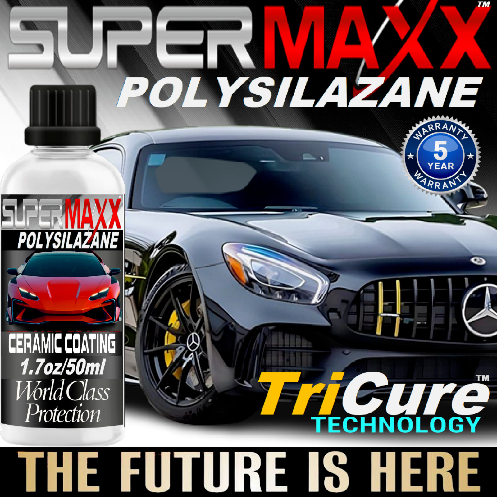 CERAMIC CAR COATING "SCRATCH RESISTANT" 5 YEAR ADVANCED PROTECTION - 1.7oz/50ml