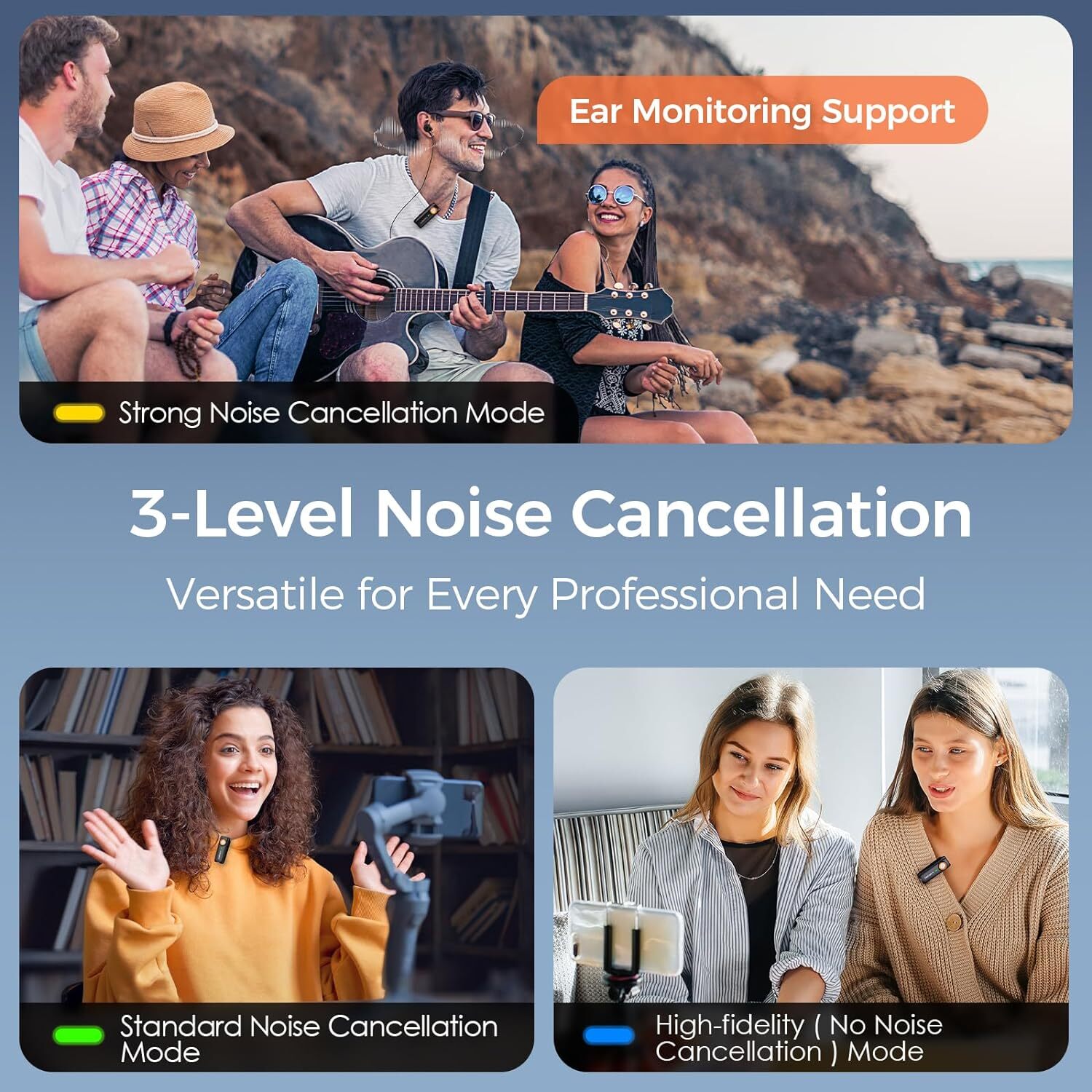 Hohem MIC-01 Wireless Lavalier Microphone 2 Transmitters 1 Receiver for Android