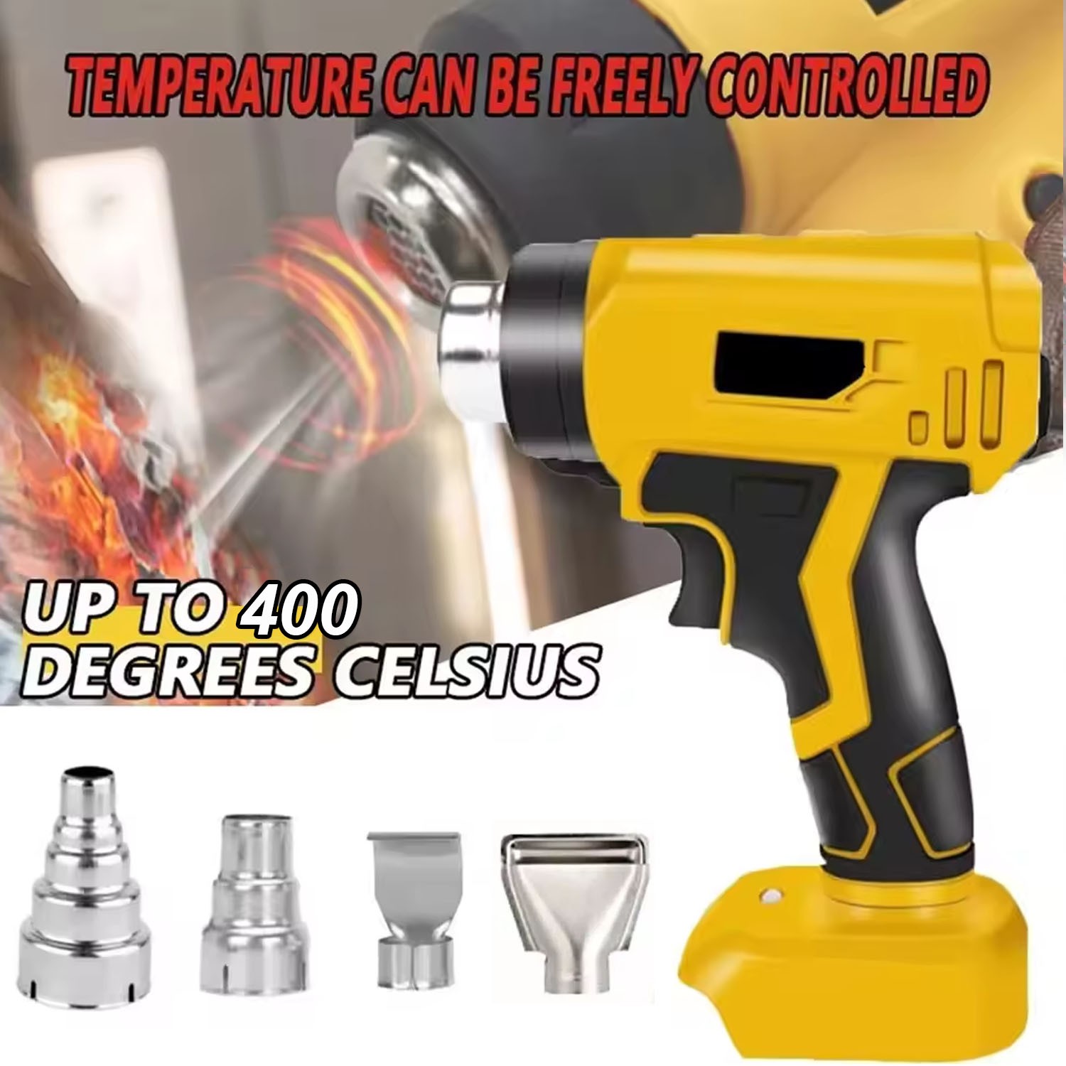 360W Cordless Heat Gun Hot Air Gun For Dewalt 20V Max Li-ion Battery w/4 Nozzles