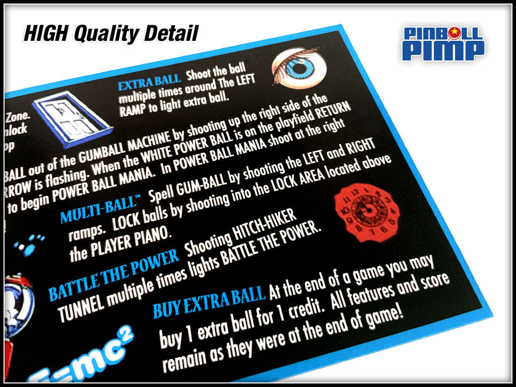 Bally TWILIGHT ZONE Pinball Instruction Cards - Custom Designed
